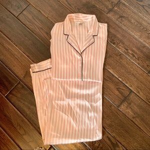 Victoria’s Secret Satin Pink White Pajamas Small